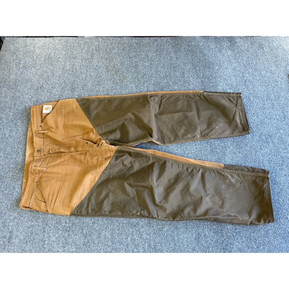 Carhartt Mens Double Front Dungaree WU146 Work Pants 42x30 Brown & Tan - Picture 2 of 12